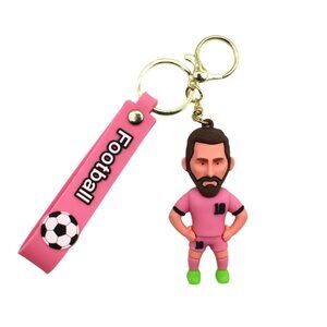 New Lionel Messi #10 Pink Silicone Soccer Football Keychain Sports Fan Souvenir